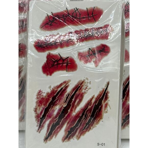 Lot of 3 Mr. Pen Temporary Tattoo Stickers For Halloween Bleeding Wounds - Picture 2 of 3